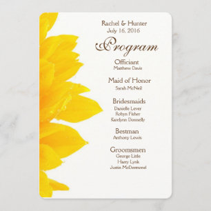 Rustic Sunflower Wedding Program Programme