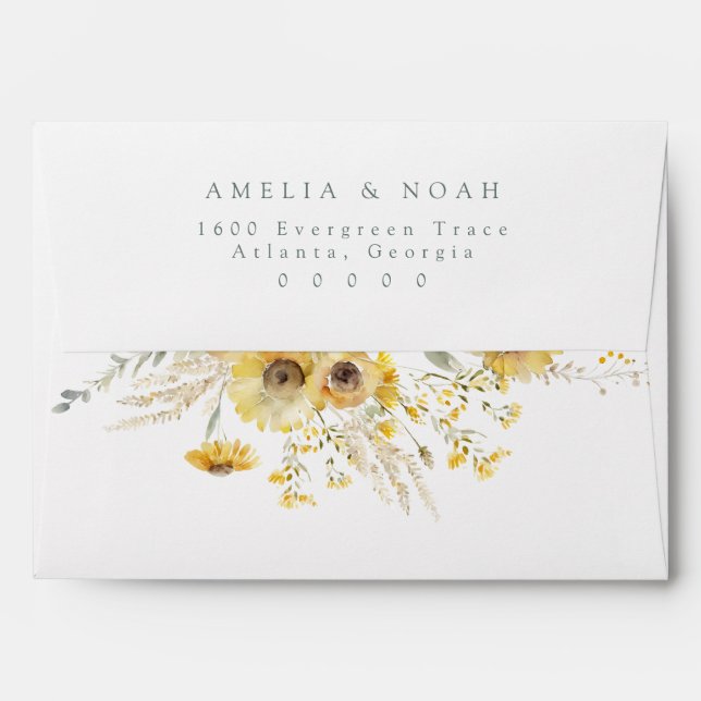 Rustic Sunflower Wedding Return Address Envelope (Back (Top Flap))