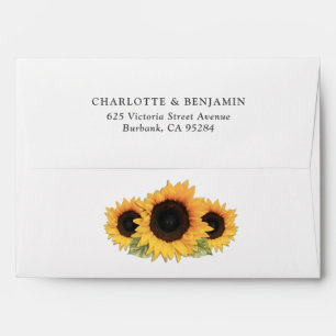 Rustic Sunflower Wedding Return Address Envelope