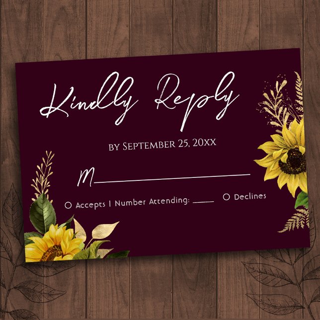 Rustic Sunflower Wedding RSVP Card (Creator Uploaded)