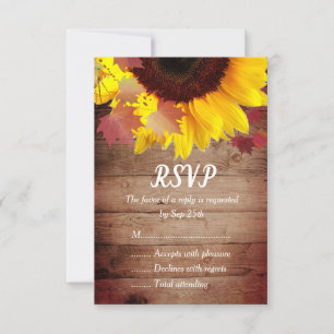 Rustic Sunflower Wedding RSVP Cards