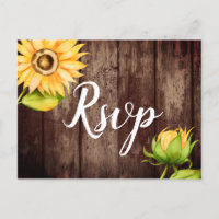 Rustic Sunflower Wedding RSVP with Meal Choice