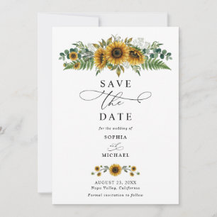 Rustic Sunflower Wedding Save The Date Invitation