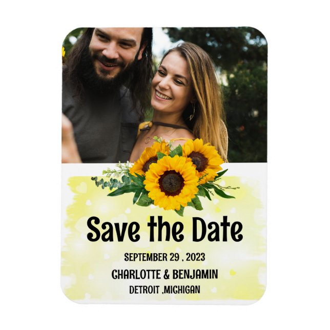 Rustic Sunflower Wedding Save the Date Photo  Magnet (Vertical)