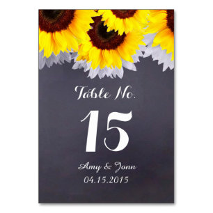 Rustic sunflower wedding table numbers sunflwr2