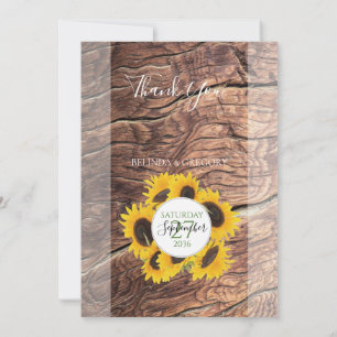 Rustic Sunflower Wedding Thank You Card