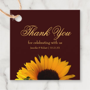 Rustic Sunflower Wedding Thank You Favour Tags
