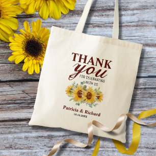 Rustic Sunflower Wedding Thank You Favour Tote Bag