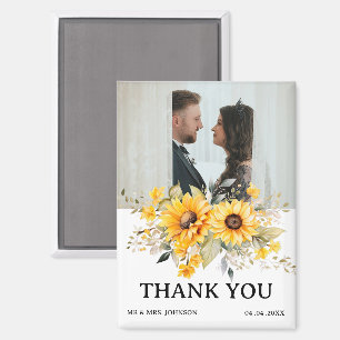 Rustic Sunflower Wedding Thank You Magnet