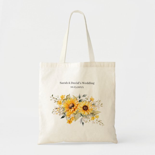 Rustic Sunflower Wedding Tote Bag (Front)