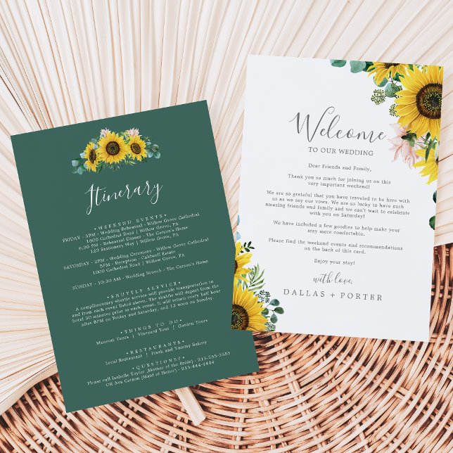 Rustic Sunflower Wedding Welcome Letter Itinerary (Creator Uploaded)