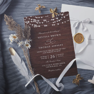 Rustic Sunflower Western Country QR Code Wedding Invitation