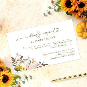 Rustic Sunflower White Pumpkin Fall Wedding RSVP Enclosure Card