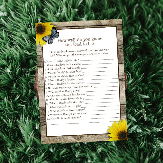Rustic Sunflower Who Knows Dad Best Baby Shower Invitation (Creator Uploaded)