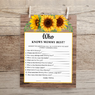 Rustic Sunflower Who knows Mummy Best Baby Game