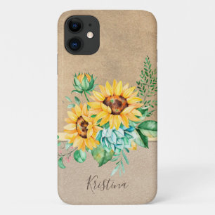 Rustic Sunflower with Name Case-Mate iPhone Case