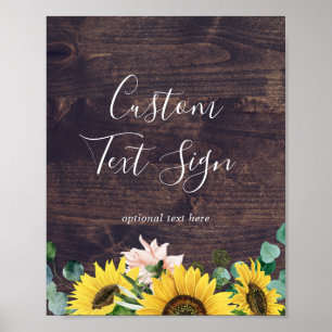 Rustic Sunflower Wood Custom Text Sign
