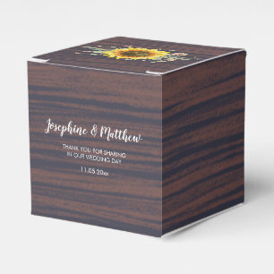 Rustic Sunflower Wood Jar Lights Wedding Favour Box