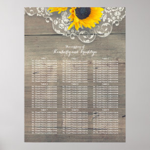 Rustic Sunflower Wood Lace Wedding Seating Chart