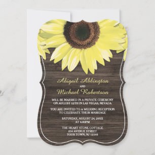 Rustic Sunflower Wood Reception Only Invitations