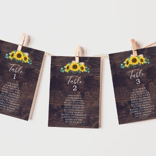 Rustic Sunflower Wood Table Number Seating Chart