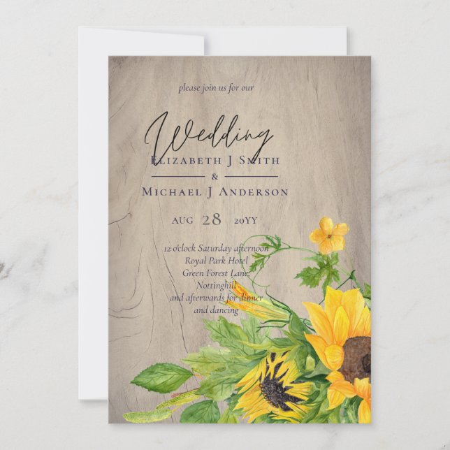 Rustic Sunflower Woodland Wedding (Front)