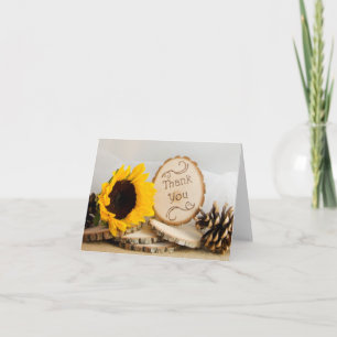 Rustic Sunflower Woodland Wedding Thank You Card