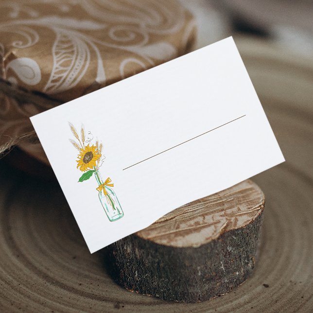 Rustic  Sunflower Yellow Floral Wedding Party Place Card (Creator Uploaded)
