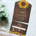Rustic Sunflowers All in One Wedding Invitation<br><div class="desc">This wedding invite features pretty painted, watercolor sunflowers on a rustic wood background accented with string lights. Click the customise button for more flexibility in modifying the text. Variations of this design, different paper types, as well as coordinating products are available in our shop, zazzle.com/store/doodlelulu. Contact us if you need...</div>