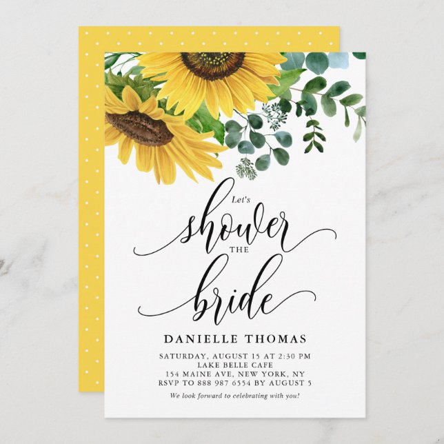 Rustic Sunflowers and Eucalyptus Bridal Shower Invitation (Front/Back)