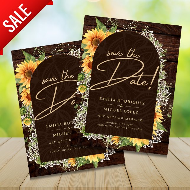 Rustic Sunflowers and Lace Wedding Save the Date Flyer (Creator Uploaded)