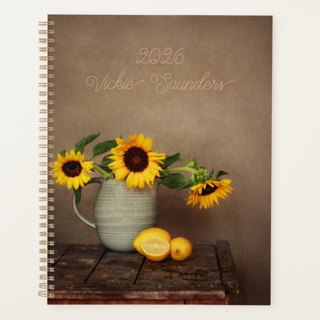 Rustic Sunflowers and Lemons Planner (Front)