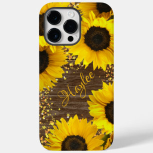 Rustic Sunflowers and Name Case-Mate iPhone 14 Pro Max Case