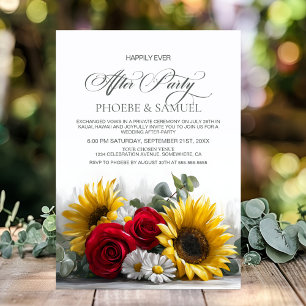 Rustic Sunflowers and Roses Wedding After Party Invitation