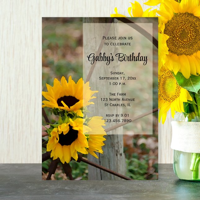 Rustic Sunflowers and Wagon Wheel Birthday Party Invitation (Creator Uploaded)