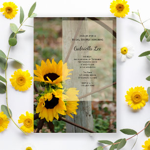 Rustic Sunflowers and Wagon Wheel Bridal Shower Invitation