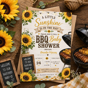 Rustic Sunflowers Baby Shower BBQ  Invitation
