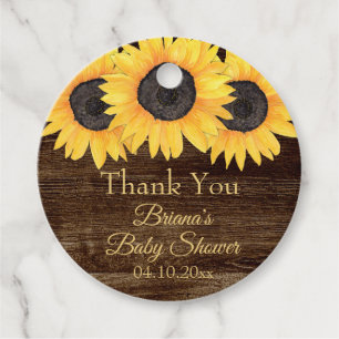 Rustic Sunflowers Baby Shower Favour Tags