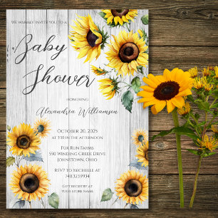 Rustic Sunflowers Baby Shower Invitation