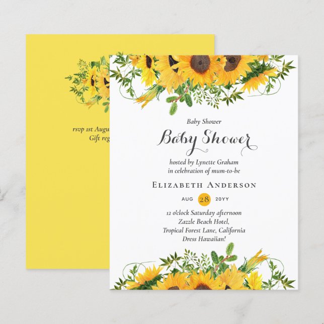 Rustic Sunflowers Baby Shower Invtiation (Front/Back)