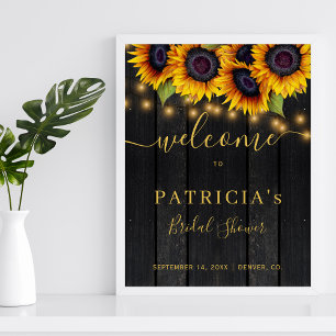 Rustic sunflowers barn bridal shower welcome sign