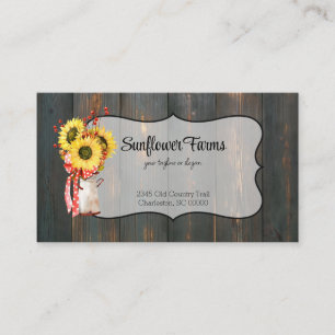 Rustic Sunflowers Barn Wood Business Card