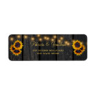 Rustic sunflowers barn wood wedding return address