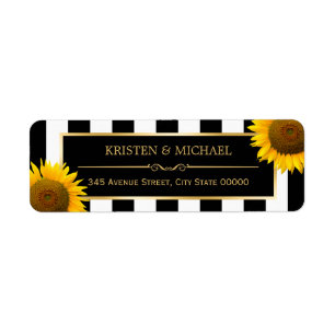 Rustic Sunflowers Black White Stripes RSVP