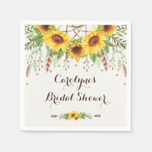 Rustic Sunflowers Boho Dream Catcher Shower Party Napkin
