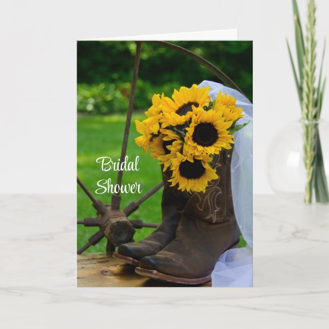 Rustic Sunflowers Boots Western Bridal Shower Invitation (Front)