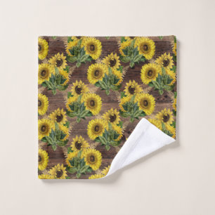 Rustic Sunflowers Bouquet Farmhouse Vintage Brown Wash Cloth
