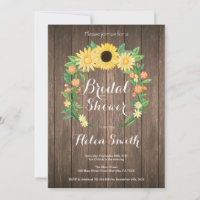 Rustic Sunflowers Bridal Shower Invitation