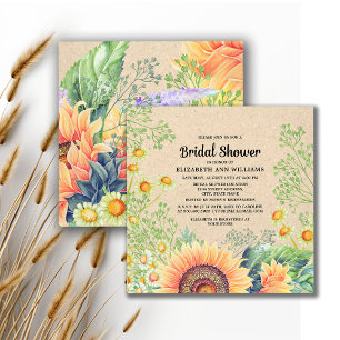 Rustic Sunflowers Bridal Shower Invitation