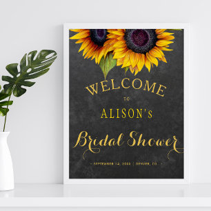 Rustic sunflowers bridal shower welcome sign